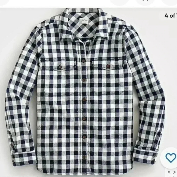 J CREW women’s Shirt-jacket in Stanton plaid flannel blue/cream size XS like new - Picture 3 of 11